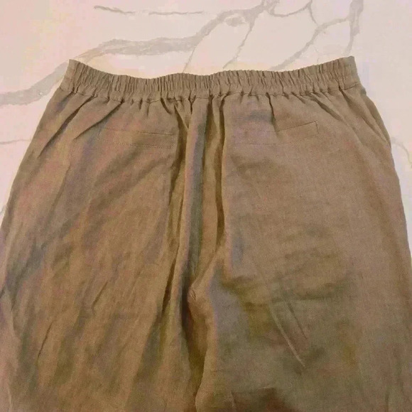 Iximo Womens 100% Linen Cropped Ankle Pants Brown Size Large - Picture 2 of 9